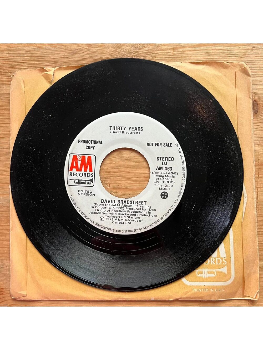 David Bradstreet - Thirty Years 45rpm VG+ R89